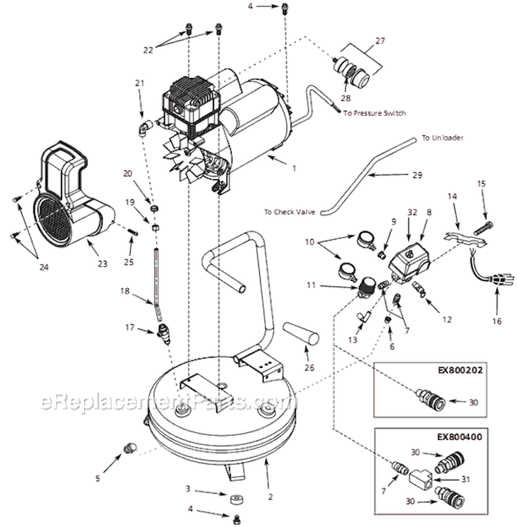 Page A Diagram and Parts List for EX800400 2003 Campbell Hausfeld Compressor